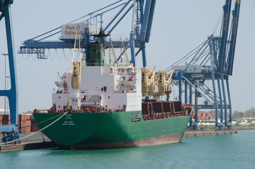 Ethiopian cargo ship at Port of Djibouti